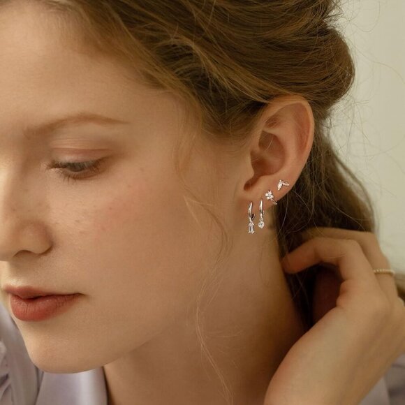 ❤️Women Sliver Plated Earring Hoop Earring Set  Piercing Hoop Earrings Jewelry - Picture 4 of 7